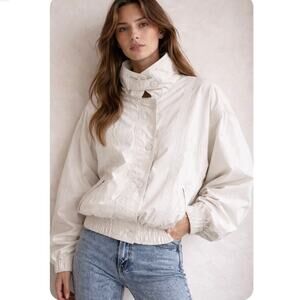 Vintage CB Sports Oversized Cotton Blouson Jacket Elastic Waist Funnel Collar